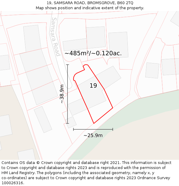 19, SAMSARA ROAD, BROMSGROVE, B60 2TQ: Plot and title map