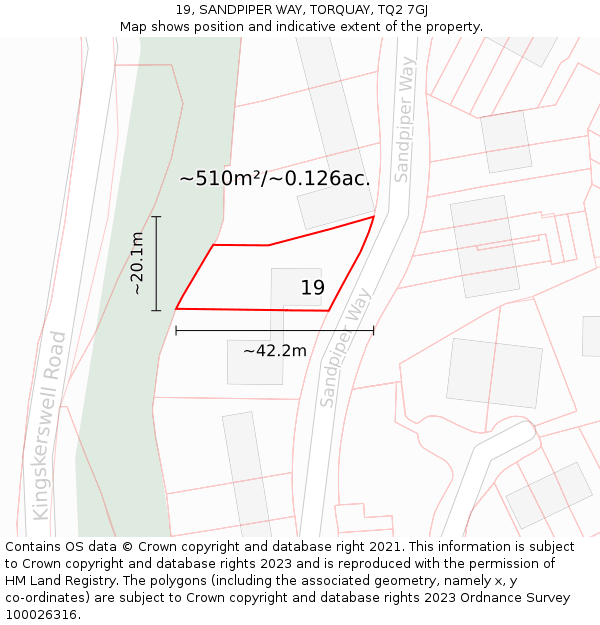 19, SANDPIPER WAY, TORQUAY, TQ2 7GJ: Plot and title map