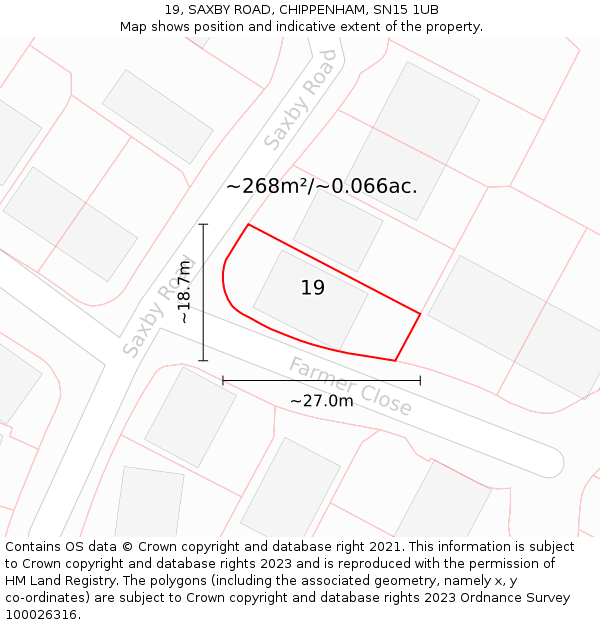 19, SAXBY ROAD, CHIPPENHAM, SN15 1UB: Plot and title map