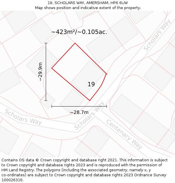 19, SCHOLARS WAY, AMERSHAM, HP6 6UW: Plot and title map