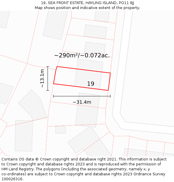 19, SEA FRONT ESTATE, HAYLING ISLAND, PO11 9JJ: Plot and title map