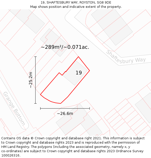 19, SHAFTESBURY WAY, ROYSTON, SG8 9DE: Plot and title map