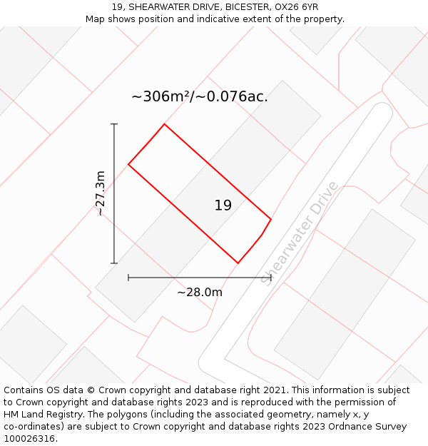 19, SHEARWATER DRIVE, BICESTER, OX26 6YR: Plot and title map