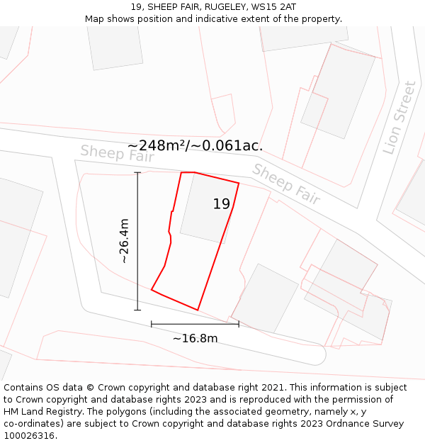 19, SHEEP FAIR, RUGELEY, WS15 2AT: Plot and title map