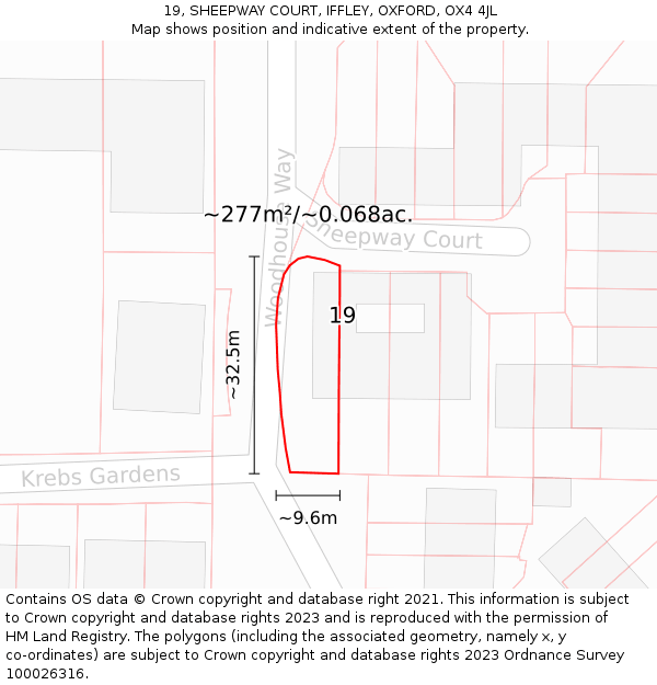 19, SHEEPWAY COURT, IFFLEY, OXFORD, OX4 4JL: Plot and title map