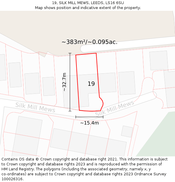 19, SILK MILL MEWS, LEEDS, LS16 6SU: Plot and title map