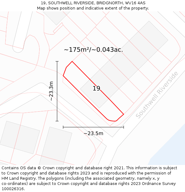 19, SOUTHWELL RIVERSIDE, BRIDGNORTH, WV16 4AS: Plot and title map