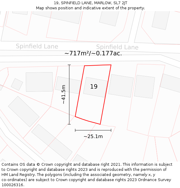 19, SPINFIELD LANE, MARLOW, SL7 2JT: Plot and title map