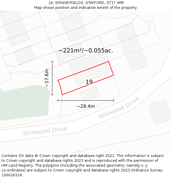 19, SPINNEYFIELDS, STAFFORD, ST17 4RR: Plot and title map