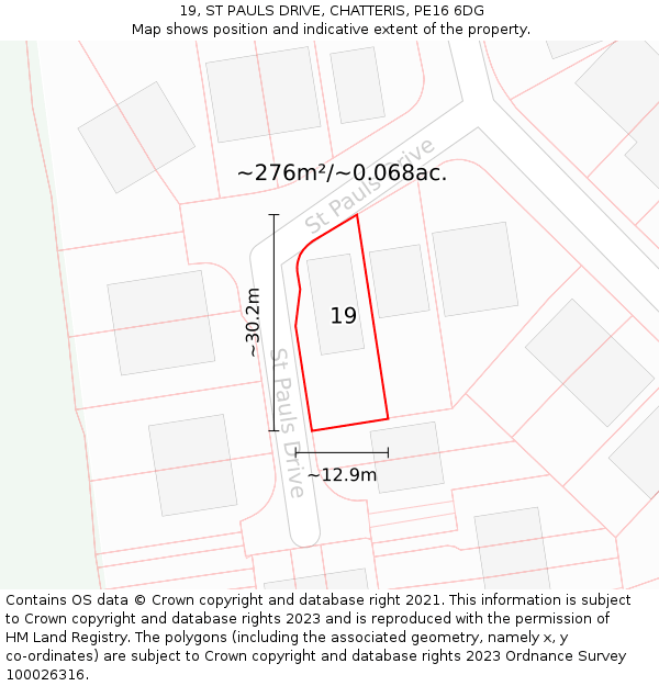 19, ST PAULS DRIVE, CHATTERIS, PE16 6DG: Plot and title map