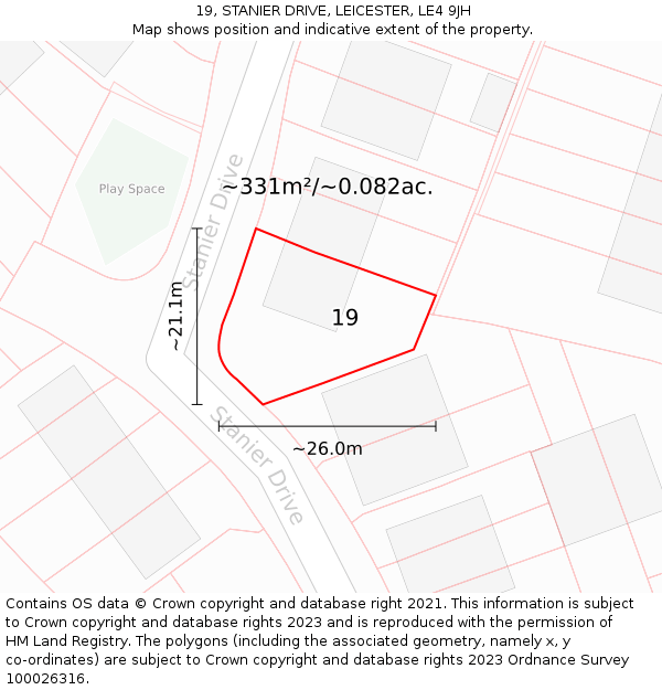 19, STANIER DRIVE, LEICESTER, LE4 9JH: Plot and title map