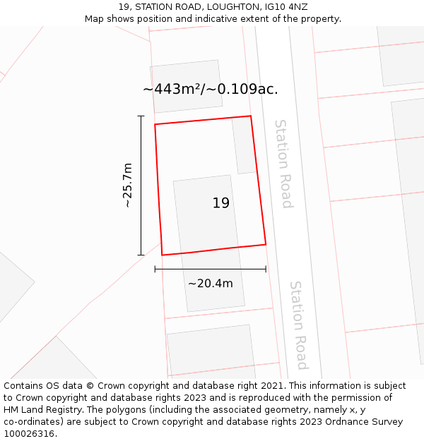 19, STATION ROAD, LOUGHTON, IG10 4NZ: Plot and title map
