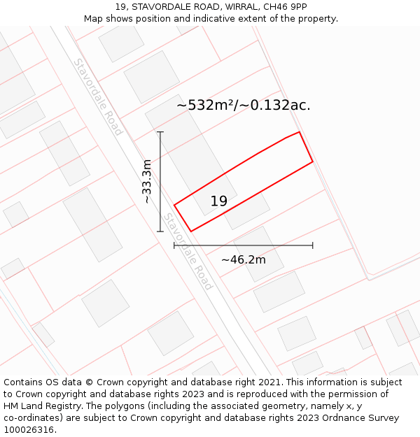 19, STAVORDALE ROAD, WIRRAL, CH46 9PP: Plot and title map