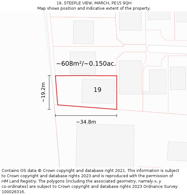 19, STEEPLE VIEW, MARCH, PE15 9QH: Plot and title map