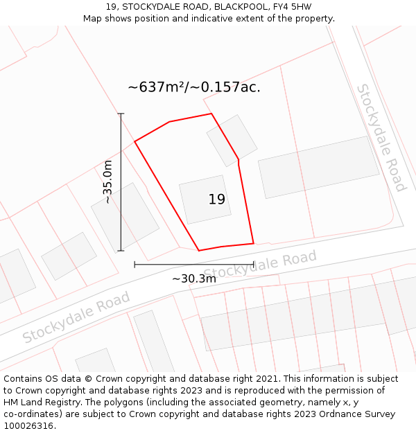 19, STOCKYDALE ROAD, BLACKPOOL, FY4 5HW: Plot and title map