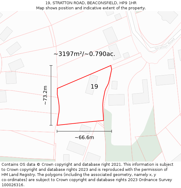 19, STRATTON ROAD, BEACONSFIELD, HP9 1HR: Plot and title map