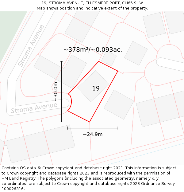 19, STROMA AVENUE, ELLESMERE PORT, CH65 9HW: Plot and title map