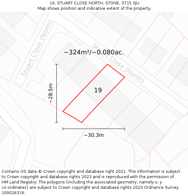 19, STUART CLOSE NORTH, STONE, ST15 0JU: Plot and title map