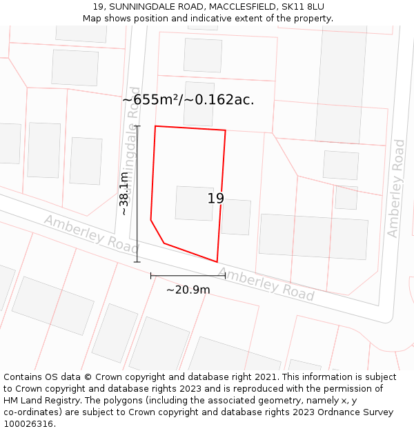 19, SUNNINGDALE ROAD, MACCLESFIELD, SK11 8LU: Plot and title map