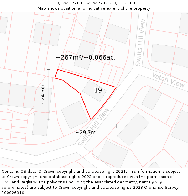 19, SWIFTS HILL VIEW, STROUD, GL5 1PR: Plot and title map