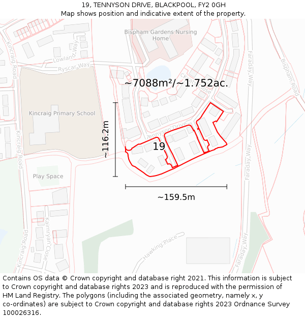 19, TENNYSON DRIVE, BLACKPOOL, FY2 0GH: Plot and title map