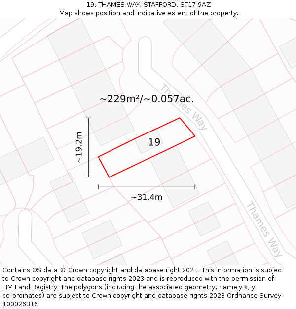 19, THAMES WAY, STAFFORD, ST17 9AZ: Plot and title map