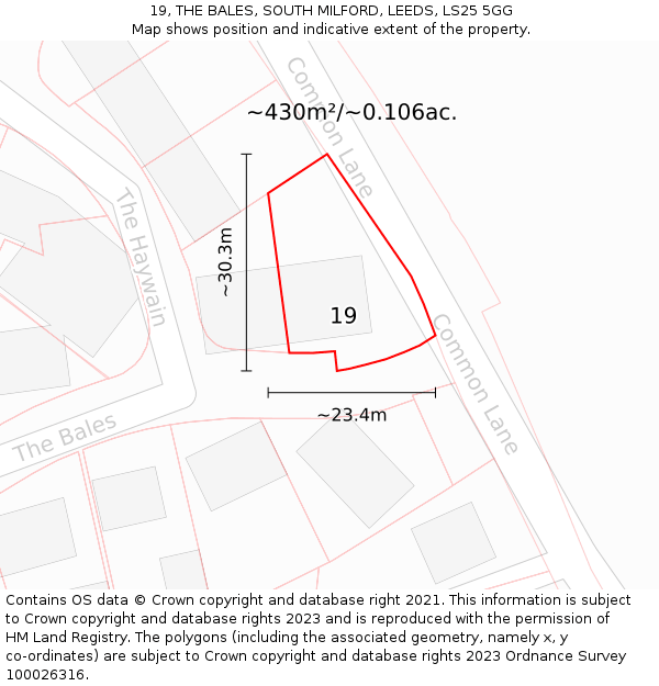 19, THE BALES, SOUTH MILFORD, LEEDS, LS25 5GG: Plot and title map