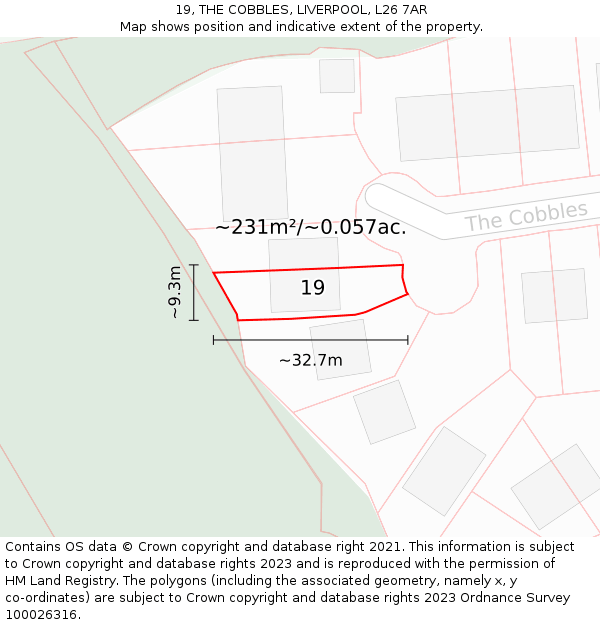19, THE COBBLES, LIVERPOOL, L26 7AR: Plot and title map