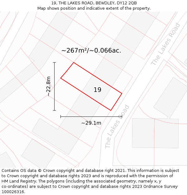 19, THE LAKES ROAD, BEWDLEY, DY12 2QB: Plot and title map