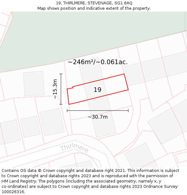 19, THIRLMERE, STEVENAGE, SG1 6AQ: Plot and title map