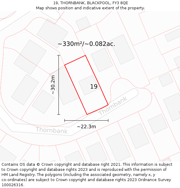 19, THORNBANK, BLACKPOOL, FY3 8QE: Plot and title map