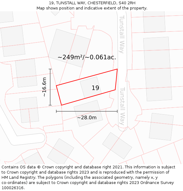 19, TUNSTALL WAY, CHESTERFIELD, S40 2RH: Plot and title map