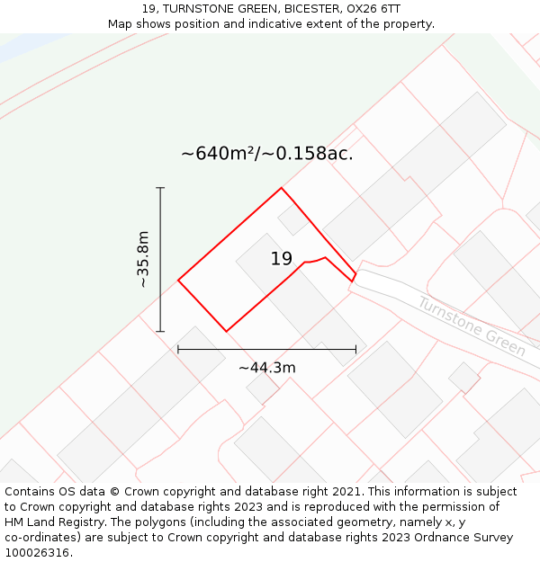 19, TURNSTONE GREEN, BICESTER, OX26 6TT: Plot and title map