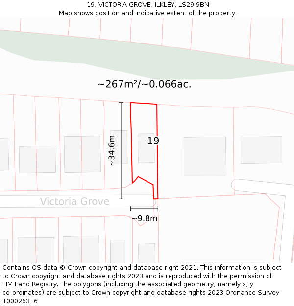 19, VICTORIA GROVE, ILKLEY, LS29 9BN: Plot and title map