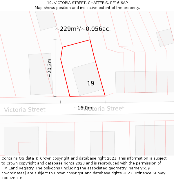 19, VICTORIA STREET, CHATTERIS, PE16 6AP: Plot and title map