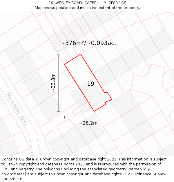 19, WESLEY ROAD, CAERPHILLY, CF83 1SS: Plot and title map