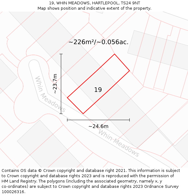 19, WHIN MEADOWS, HARTLEPOOL, TS24 9NT: Plot and title map