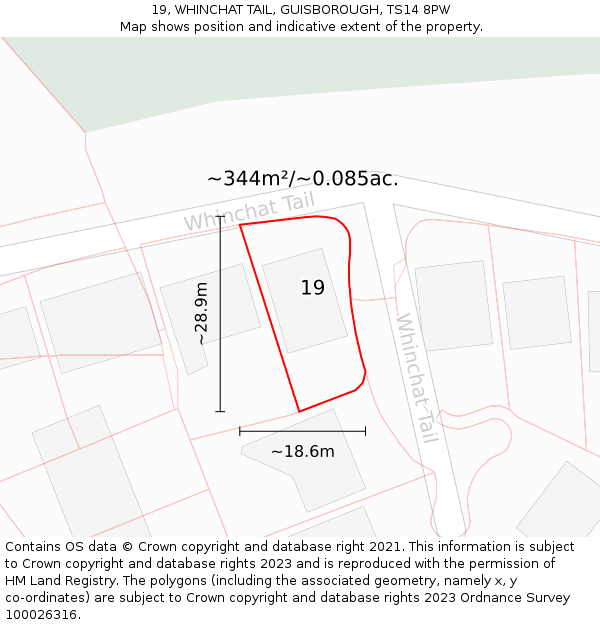 19, WHINCHAT TAIL, GUISBOROUGH, TS14 8PW: Plot and title map