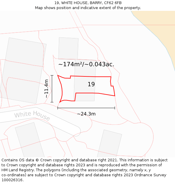 19, WHITE HOUSE, BARRY, CF62 6FB: Plot and title map