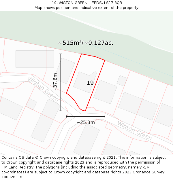 19, WIGTON GREEN, LEEDS, LS17 8QR: Plot and title map