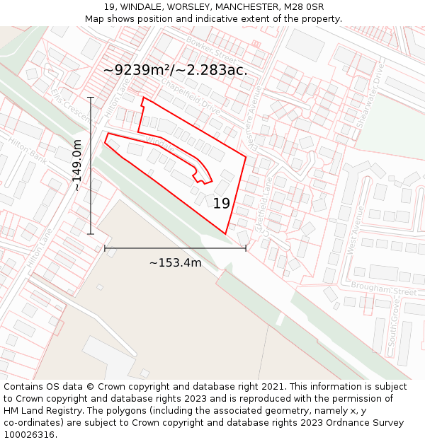 19, WINDALE, WORSLEY, MANCHESTER, M28 0SR: Plot and title map