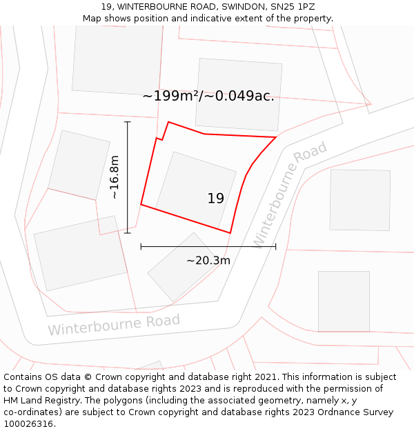19, WINTERBOURNE ROAD, SWINDON, SN25 1PZ: Plot and title map