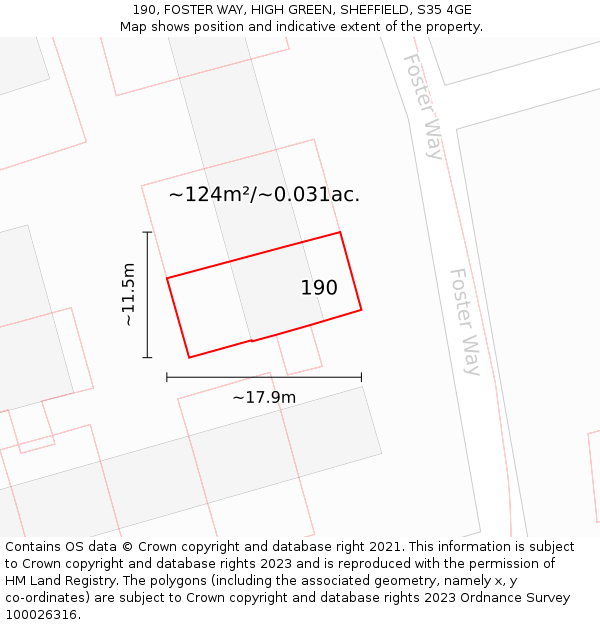 190, FOSTER WAY, HIGH GREEN, SHEFFIELD, S35 4GE: Plot and title map