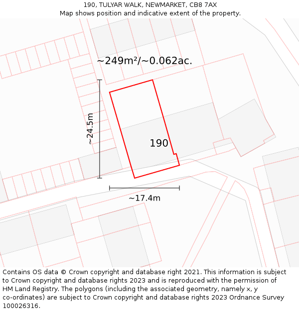 190, TULYAR WALK, NEWMARKET, CB8 7AX: Plot and title map