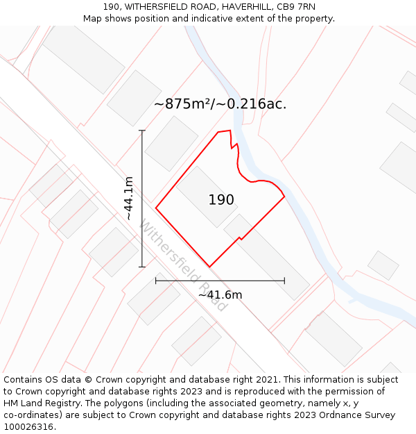 190, WITHERSFIELD ROAD, HAVERHILL, CB9 7RN: Plot and title map