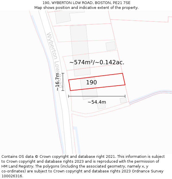 190, WYBERTON LOW ROAD, BOSTON, PE21 7SE: Plot and title map