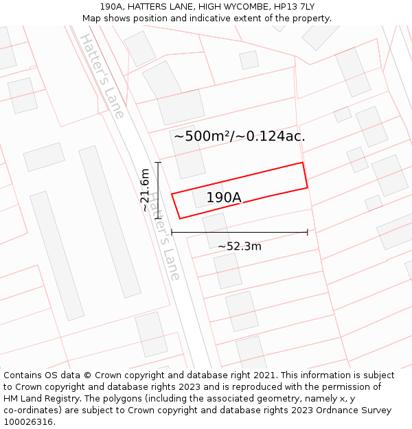 190A, HATTERS LANE, HIGH WYCOMBE, HP13 7LY: Plot and title map