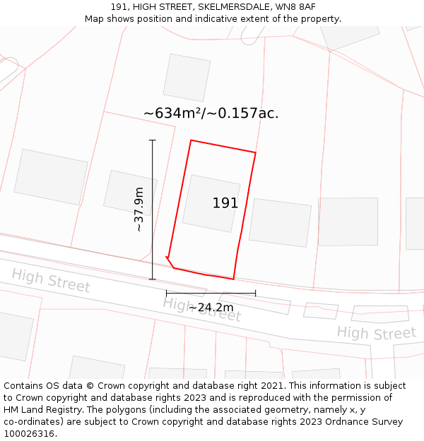 191, HIGH STREET, SKELMERSDALE, WN8 8AF: Plot and title map