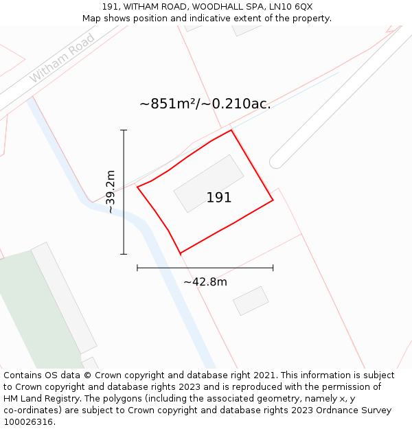 191, WITHAM ROAD, WOODHALL SPA, LN10 6QX: Plot and title map