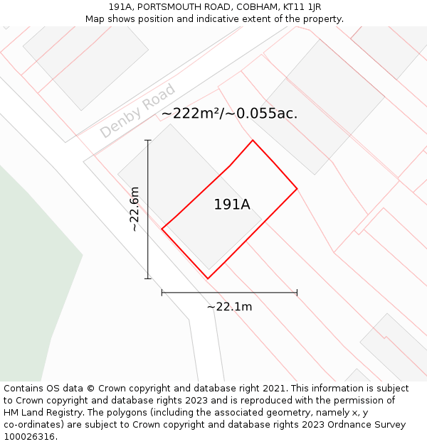 191A, PORTSMOUTH ROAD, COBHAM, KT11 1JR: Plot and title map